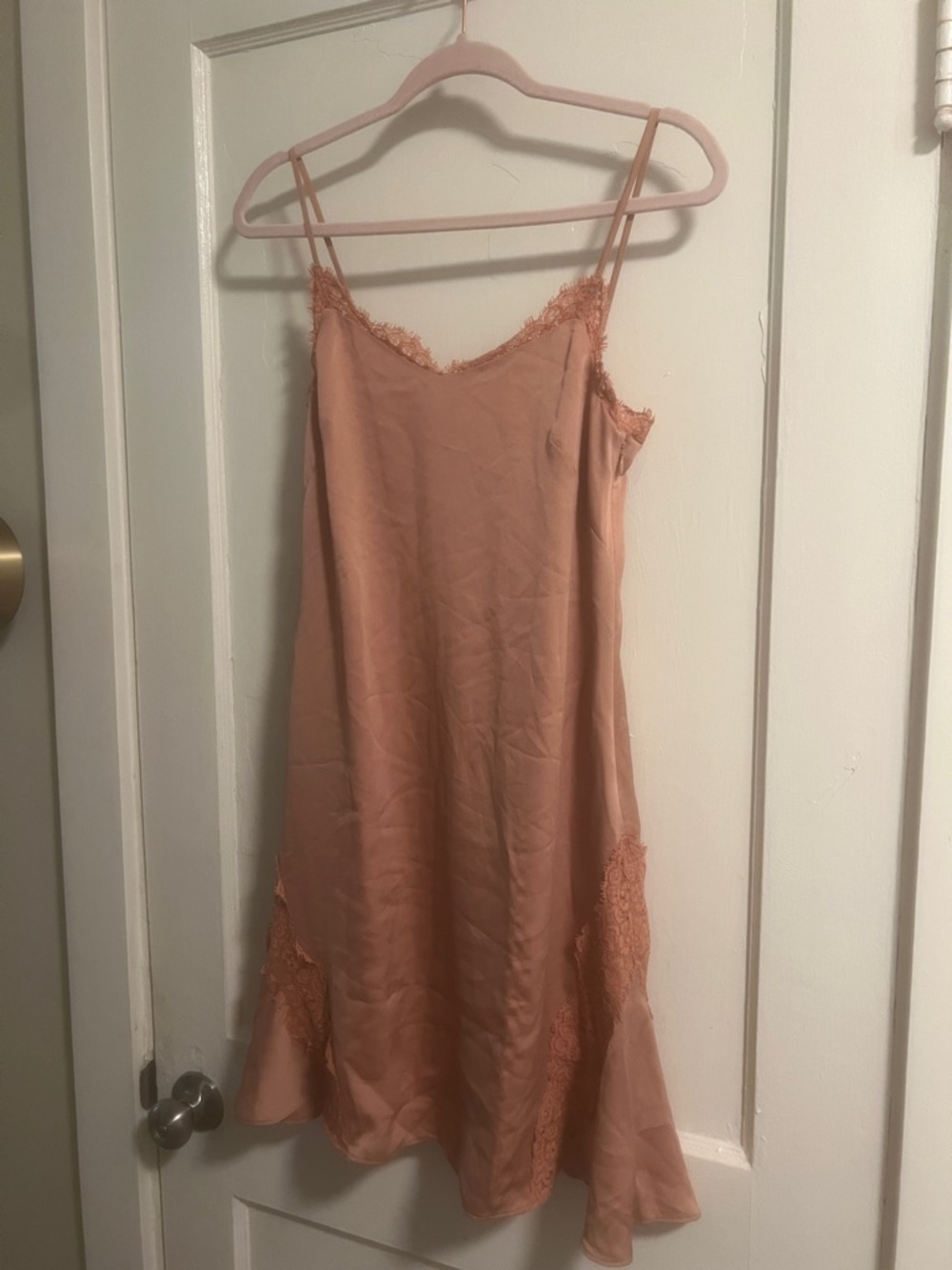 Banana Republic Salmon Pink Lace-Trim Slip Dress 0
